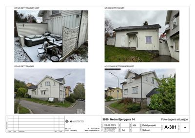 Fotografier av eksisterende bygninger og situasjon på tomten (utenfor)