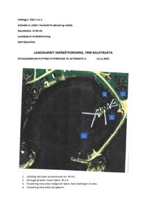 Situasjonsplan som viser plassering av en flytebrygge i forhold til en kai og vannkropp.