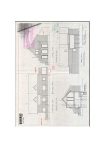 Fasadetegning som viser bygningens utseende fra flere vinkler med mål og konstruksjonsdetaljer.