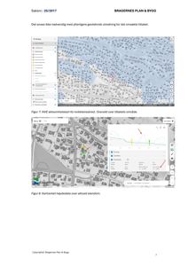 Bildet viser to skjermdump fra et digitalt kartverk (Kartverket) som viser topografi og høydedata for et område.