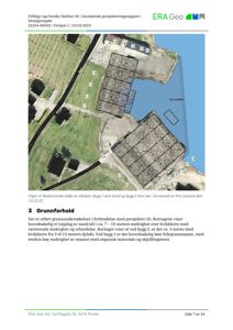 Beskrivende bilde av tiltaket (tomteplan) som viser to bygninger (Bygg 1 og Bygg 2) i forhold til hverandre og til omgivelsene, inkludert vann og vei.