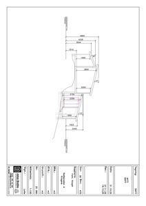 Snittegning som viser tverrsnittet av en bygning med angitte mål og høyder.