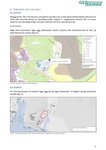 Kart over faresoner for flom og skred i området.