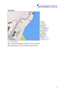 Kart over grunnforhold (løsmasseinndeling) med fargekoding og nøkkel.