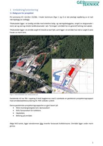 Et fotografi (flyfoto) av et eksisterende bygg og tomt, inkludert en oversiktsplan over området.