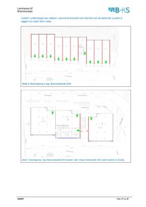 Brannkonsepttegning (branntegning) som viser branncelleskiller og romfordeling i etasjeplan.