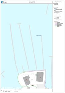Situasjonsplan (kartutsnitt) som viser eiendomsgranser, bygninger og infrastruktur i området.