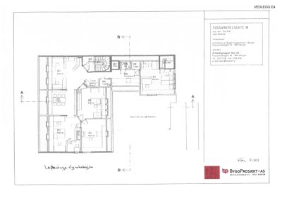 Etasjeplan (Loftetasje) som viser romfordeling, romnummer og plassering av vegg og trapp.