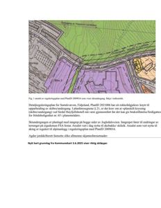 Utsnitt fra en reguleringsplan som viser eiendomsforhold, vegnett og arealbruk i et skirennområde.