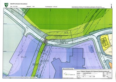 Situasjonsplan som viser tomtens beliggenhet, grenser, veier og arealbruk.