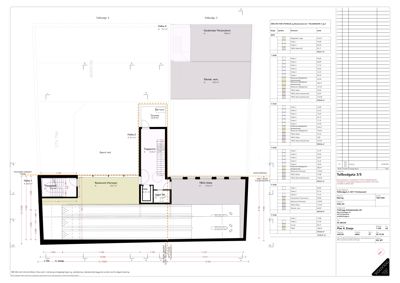 Etasjeplan (1. etasje) for en bygning med flere funksjoner, inkludert restaurant, bar, og kontor. Tegningen viser romfordeling, dører, trapp, og arealoppdelinger.