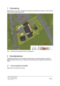 Situasjonsplan som viser nybygg plassert på eiendommen med omgivende gater og eiendommer.