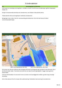 Kart som viser avrenningslinjer og flomveier i et område, med fargekoding for vannmengde før og etter tiltak.