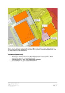 Situasjonsplan eller kart som viser støysoner og høydeovergang for et byggprosjekt.