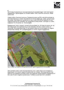 Situasjonsplan som viser forslag til plassering av en renovasjonsløsning i forhold til regulert byggegrense og Konnerudgata.