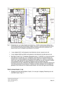 Etasjeplan med romfordeling og akustiske tiltak markert