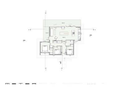 Etasjeplan (1. etasje) som viser romfordeling, møblering og arealoppdelinger for en bolig.