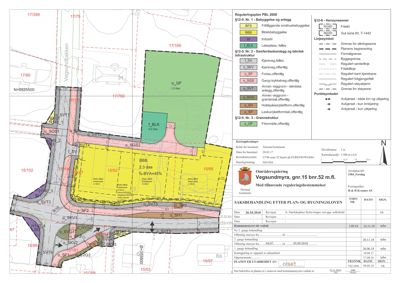 Situasjonsplan (reguleringsplan) som viser tomtens beliggenhet, arealbruk og infrastruktur.