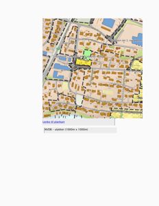 Kartutsnitt (NVDB) som viser et område med gater, bygninger og grøntområder.