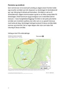 Et utdrag av et kart som viser et kartleggingsområde (Seimsåsen) med verdier for naturmangfold (N01, N02, N03) og en oversikt over kartleggingsområdet.