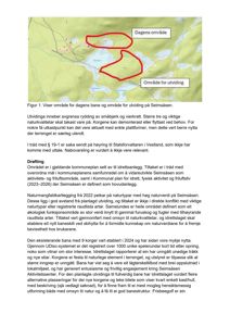 Et kart som viser et geografisk område med to markerte soner: 'Dagens område' og 'Område for utviding'.