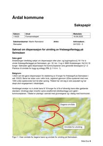 Kart som viser dagens og planlagt utvidelse av et frisbeegolfanlegg på Seimsåsen.