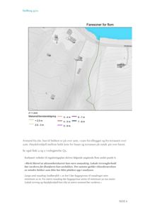 Kart som viser faresoner for flom i området Fjellberg 33/12, med overlappende kartlag for vannstandshøyde og bygningsspor.