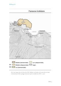 Kart over Faresone kvikkleire som viser etasjens beliggenhet i forhold til berggrunn og vannførende bekker.