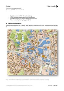 Et oversiktskart over et område i Asim, der reguleringsområdet er markert med en rød sirkel.