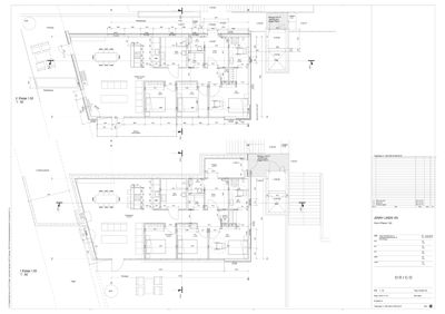 Plantegning som viser romfordeling og dimensjoner for 1. etasje og 2. etasje av en bolig.