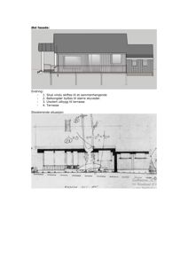 Bildet viser en tegning av Øst fasaden med en planlagt endring øverst og en eksisterende situasjon nederst.