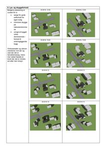 3D-visualiseringer (renderinger) som viser lys- og skyggeforhold for en bygning på ulike tidspunkter (kl 12:00 og kl 15:00) i juni og mars.