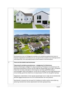 Fotografier av en planlagt enebolig og et nabolag.