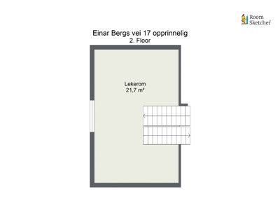 Etasjeplan for 2. etasje i Einar Bergs vei 17, som viser et lekerom på 21,7 m² og en utvidelse.