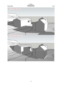 Situasjonsplaner som viser bygningenes plassering på tomten. Bildet inneholder to deler: 'Dagens situasjon' og 'Eksisterende situasjon'.