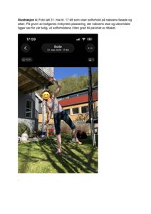 Fotografi av en person som balanserer på en slakkline i en hage, med nabolagets hus i bakgrunnen.