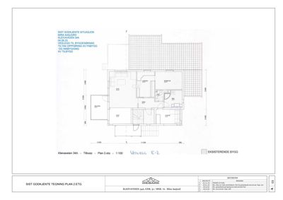 Plantegning av 2. etasje (Plan 2. etg.) for en byggesak ved Kleivaveien 34A, Mira Aasjord. Tegningen viser romfordeling, dører, vinduer og dimensjoner.