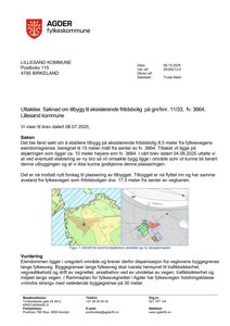 Et utsnitt fra kommuneplanens arealdel og situasjonsplan som viser eiendomsgranser, vegnettet og eiendomsnummer.