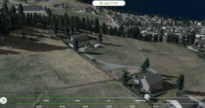 Fotografi av et eksisterende eller planlagt område med bygninger, tatt fra en høyde (f.eks. drone).