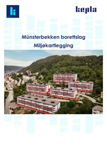 Luftfoto av Münsterbekken borettslag med flere leilighetsbygg og omgivende natur.