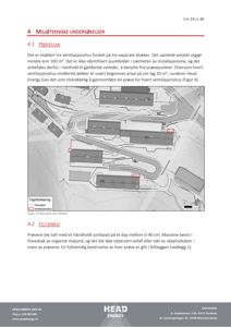 Prøveplan for miljøtekniske undersøkelser som viser plassering av ventilasjonsshus og prøvepunkter på tomten.