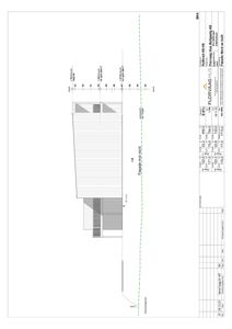 Fasadetegning (opprikk) av bygning H8 sett fra nord, med mål og høyder.
