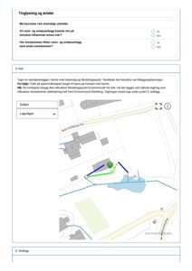 Kart som viser eiendomsforhold, vei, og tegnet innfor sanitæranlegg (vann/avløp).