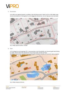Bildet viser to kartutklipp fra en byggesak. Det øvre kartet viser registrerte brønner i området, mens det nedre kartet viser flomveier og vannansamlinger.