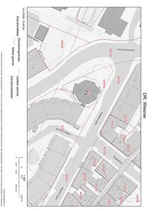 Kart over eiendommen 'DR. Wiesner' med eiendomsgrenser, naboeiendommer og gatenavn.