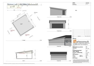 Fasadetegning med oppriss av bygning sett utenfra