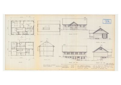Fasadetegning med oppriss av bygning sett utenfra
