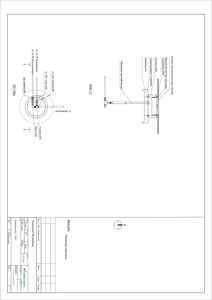 Detaljtegning av en teknisk løsning, sannsynligvis en ventilasjons- eller varmeutløp (VU) med tilhørende rør og isolering.