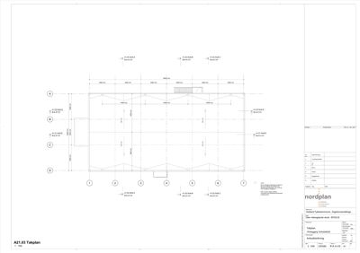 Takplan (takets plan) med dimensjoner og høydeangivelser
