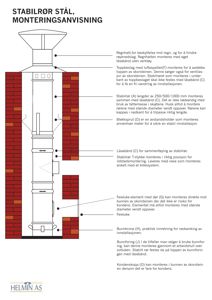 Monteringsanvisning for stabilrør stål med detaljerte tegninger og tekstforklaringer av komponenter.